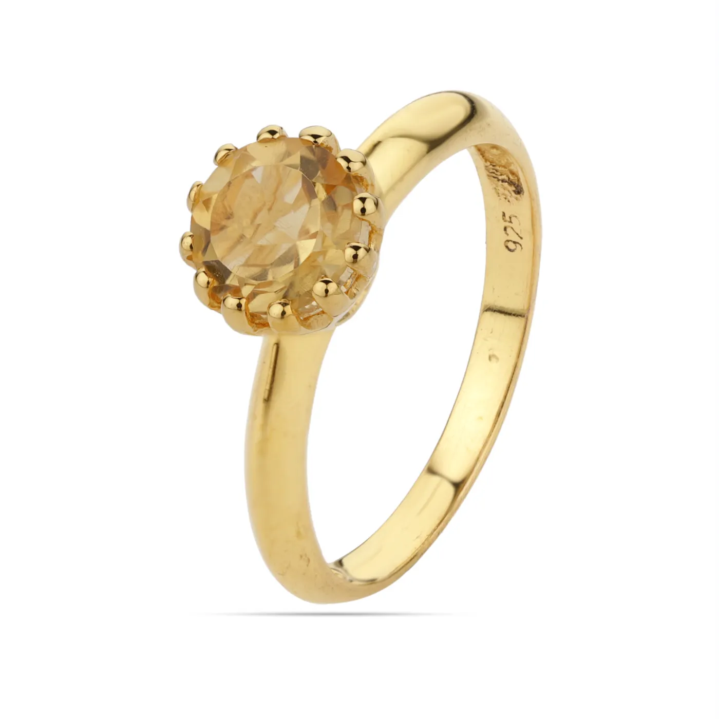 Nuevo diseño, joyería de piedras preciosas de citrino Natural, chapado en oro, bisel de plata de ley 925 sólida, anillo de moda Simple bohemio para mujeres y niñas