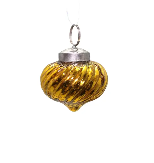 Adorno decorativo de cristal y hierro para árbol de Navidad, novedad, adorno de bola de Navidad de Color amarillo antiguo