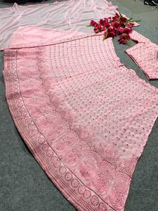 South Indian Traditional Georgette Lehenga Choli for Wedding Lengha Choli <strong>Ghagra</strong> <strong>Design</strong> Latest Wholesale Rate Surat - Product Image 2