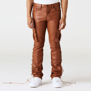 Pantalones de cuero ajustados a la moda para hombre Pantalones de cuero genuino de alta calidad Ropa de hombre Piel de oveja con pantalones de cuero al mejor precio - Product Image 4