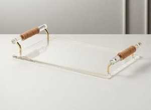 Gold Handle Rectangle Acrylic Serving Tray with Clear Storage for Outdoor and Kitchen Use Elegant Hotel Trays - Product Image 3