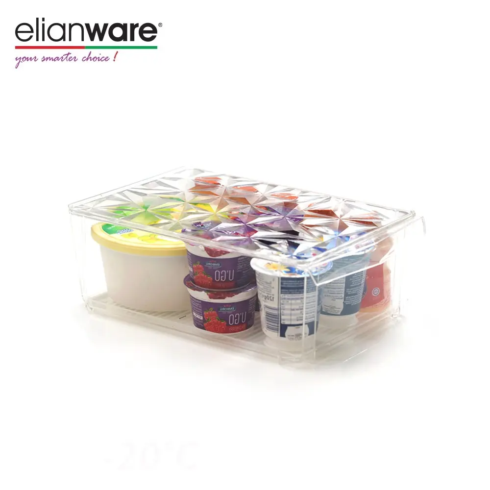 Elianware-صينية بجودة عالية من البوليسترين والبلاستيك خالية من مادة BPA (PS) لحفظ الطعام في الثلاجة وتخزين الثلاجة مع غطاء