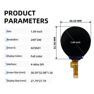 1.09 inch TFT hiển thị 240x240 Độ phân giải gc9a01 trình điều khiển IC 4-wire SPI giao diện 8-pin kết nối vòng màu Màn hình <span class=keywords><strong>LCD</strong></span> - Product Image 4