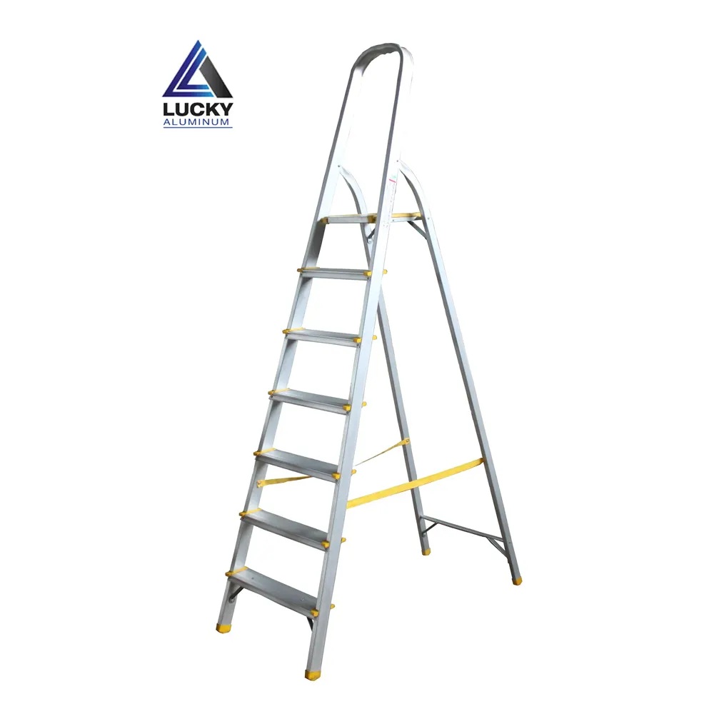 Aluminium Rechte Opvouwbare 7 Step Aluminium Ladder Lp 7 Verdikte Visgraat Multifunctionele Dual-Purpose Ladder