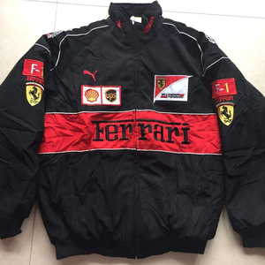 F1复古夹克绗缝轰炸机夹克批发定制来样定做高品质柔软休闲河豚保暖涤纶/尼龙编织男女通用