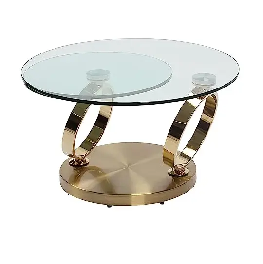 Tavolino da caffè in metallo di alta qualità tavolino da caffè dorato decorativo di nuovo Design con tavolo in vetro trasparente fatto a mano