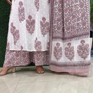Bayanlar için orijinal kalite parti giyim Kurti seti ile Dupatta tam Set pamuk Kurtis ile el bloğu baskılı Salwar Kameez - Product Image 6