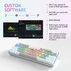AULA F3261 RGB 60% kablolu Mini kompakt USB mekanik oyun klavyesi PC Laptop için 61 tuşları Hot-Swap özelliği masaüstü için yeni - Product Image 4
