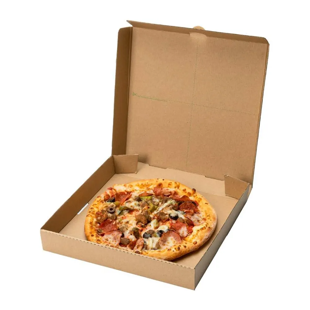 Caja de pizza de papel resistente a la grasa desechable, cajas de pizza reciclables para cines caseros y fiestas, para llevar