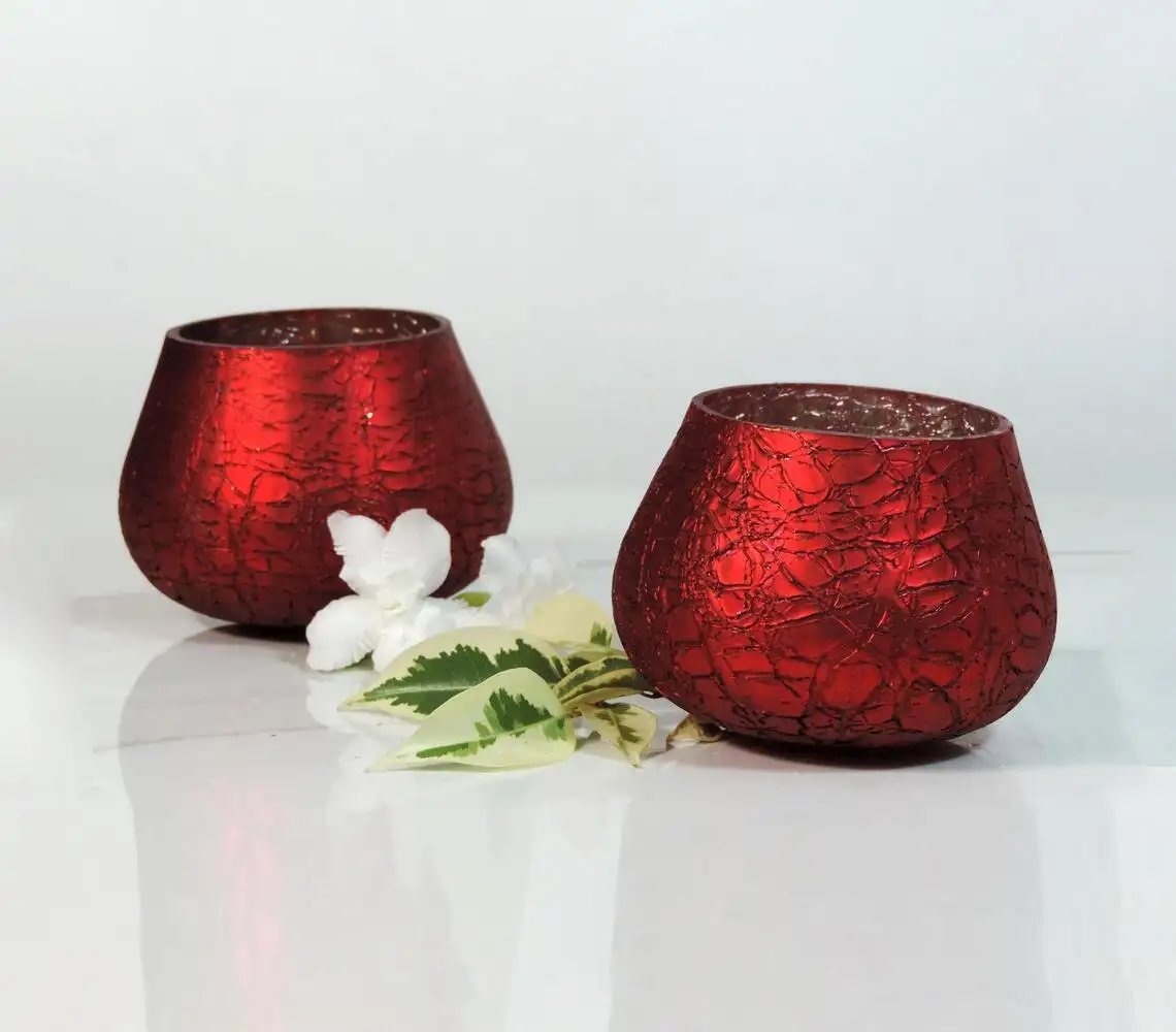 Kotak hadiah nazar kaca abstrak merah dekoratif dan dekorasi lilin dupa pabrik penjualan langsung dari India