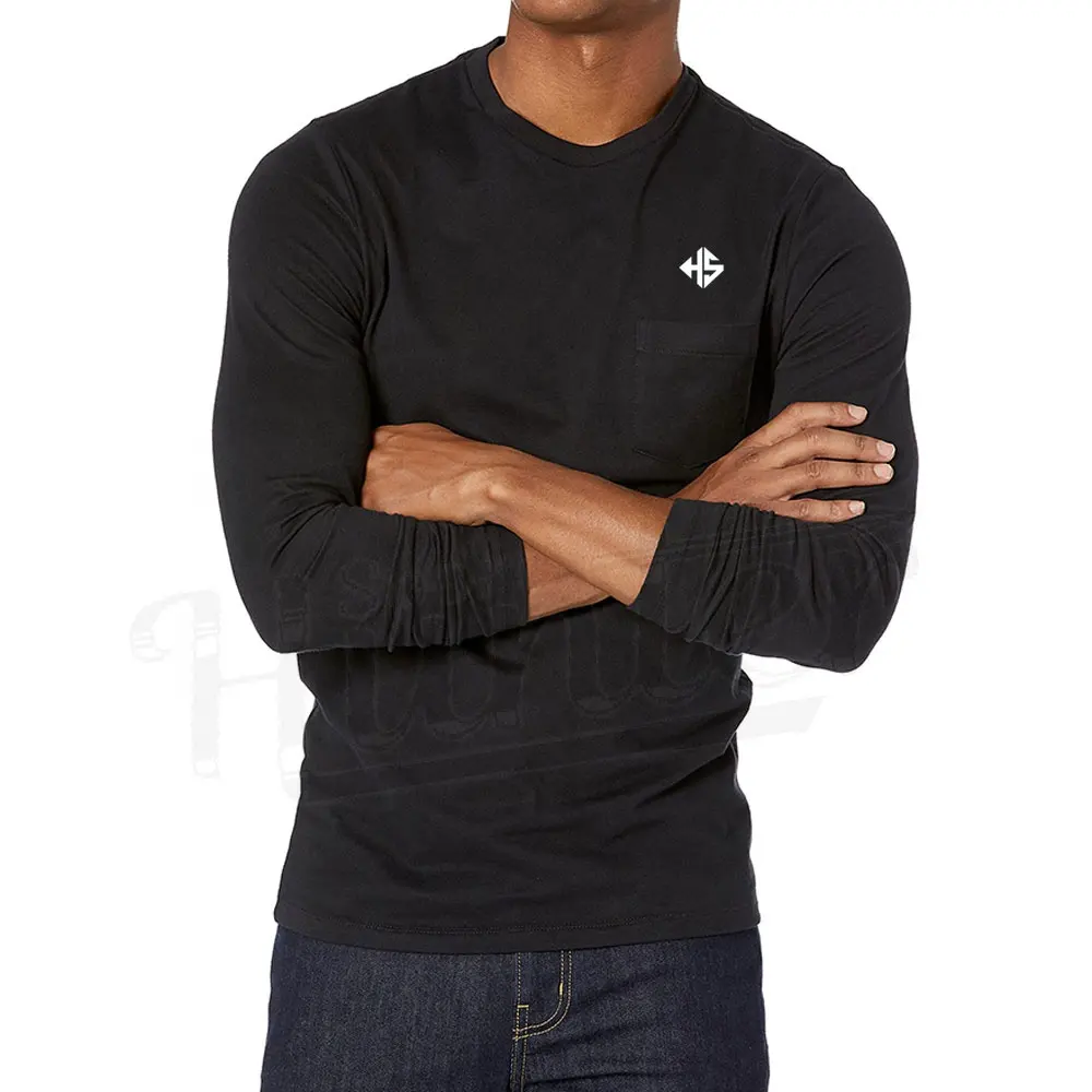 Moda ucuz özel tam kollu erkek T Shirt 100% yumuşak pamuklu kumaş en kaliteli OEM sıcak satış