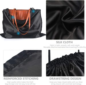 Poeira personalizada Drawstring Presente Embalagem Saco De Silk Satin Drawstring Bolsa Sacos De Corda Preta Com Logotipo Impresso