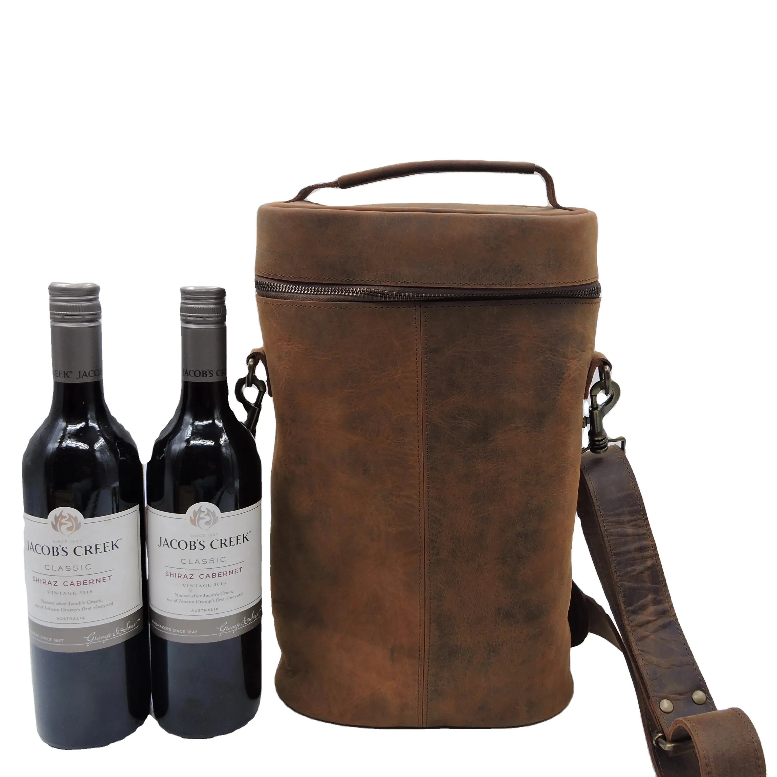 Personalizado fabricante exclusivo Anything & Everything cuero botella de vino titular bolsa de vino caliente/frío contenedor cubierta/bolsa de la Caja