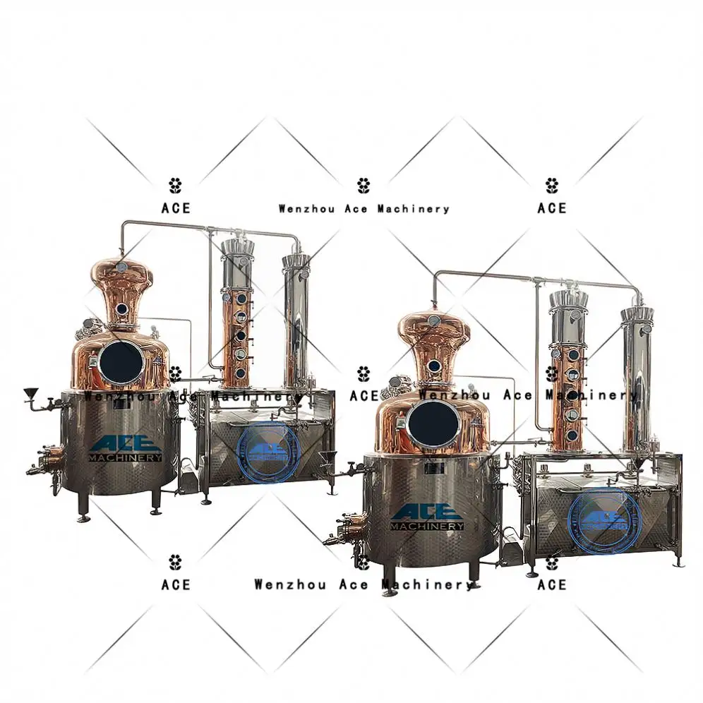 Equipamento de destilação Ace 200 Litros Destilador para a produção de etanol de uísque Gin Brandy na exposição