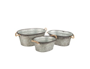 Large Bucket Tub Custom Shape Home Decor Galvanized <strong>Planter</strong> <strong>New</strong> Design With Handles Set of 3 - Product Image 4