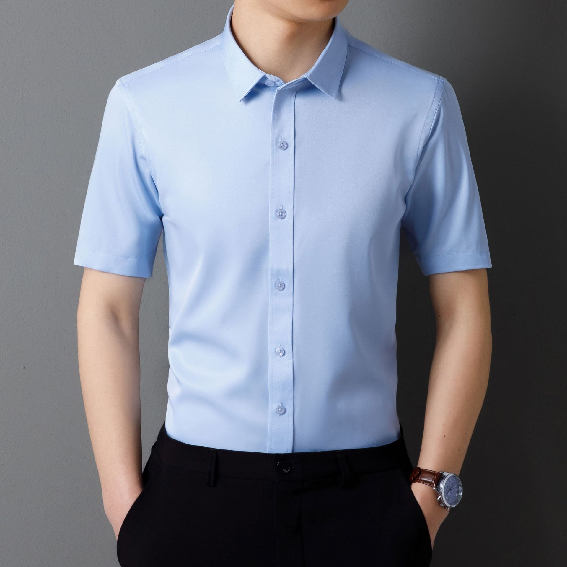 Stretch short sleeves - light blue