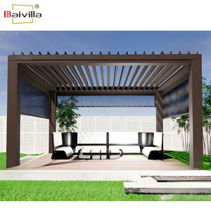Outdoor <strong>Large</strong> Size Metal Aluminum Backyard Pergola with <strong>Louvred</strong> Roof - Product Image 5