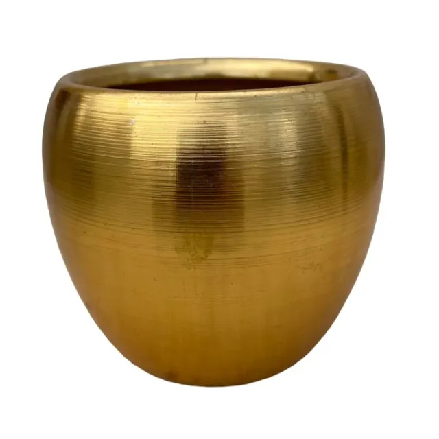 Florero tallado de cerámica de mesa de lujo con jarrón grande de porcelana dorada de metal para decoración del hogar