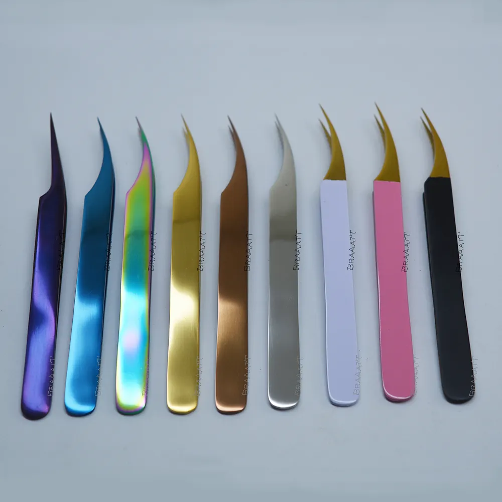 Tweezers Wholesale 2022 Innovative Products Curved Tweezers Volume Lash Tweezers Private Label eyelash extension supplies