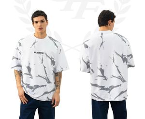 ヘビー級250gsm Tシャツタイ染料ストリートウェアグラフィックビンテージ特大プリントプラスサイズ圧縮あらゆる季節コットン
