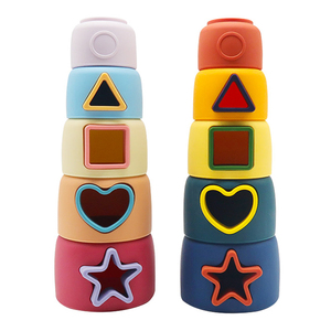 Hot Bán Sản Phẩm Em Bé Bé Đồ Chơi Hình Học Silicone Xếp Chồng Ly Silicone Ngăn Xếp Ly Silicone Câu Đố Xếp Chồng Đồ Chơi Cho Trẻ Em - Product Image 1