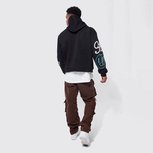 2025 Custom Logo OEM 3D Embroidery Print Heavy Weight High Quality Boxy Fit Cotton Cropped Hoodie - Product Image 4