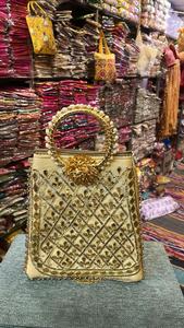 Latest Indian Handmade Exclusive Gota Pati Design Clutch Handbag Cotton Lining Tote <strong>Bag</strong> for Women at Best Price - Product Image 5
