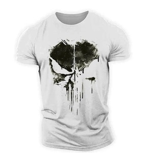 <strong>Punisher</strong> Skull Cotton Men's T-Shirt Harajuku Street Top Fitness Sportswear Stretch Breathable Oversized Shirt Men's Clothing - Product Image 4