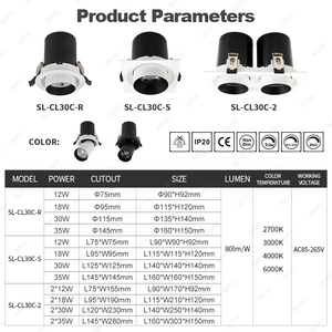 Yeni tasarım 360 derece dönebilir aşağı ışık 12w-35w çok tarzı seçeneği COB Led tavan gömme sabit geri çekilebilir Downlight - Product Image 2