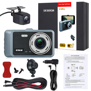 WOHEFU Front <strong>and</strong> Rear Car <strong>Camera</strong> Recorder <strong>with</strong> Night Vision 24H Parking Monitor 4.0 inch Touch screen Dash Cam <strong>Camera</strong> for Car - Product Image 2