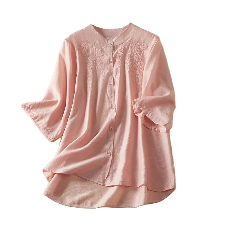 Blusa de algodón 100% con diseño personalizado para mujer, blusa femenina de calidad prémium con diseño nuevo, talla ODM