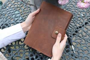 Leather <strong>Notebook</strong> and Notepad Office Teacher Student for <strong>Note</strong>-taking Genuine Leather Professional Planner