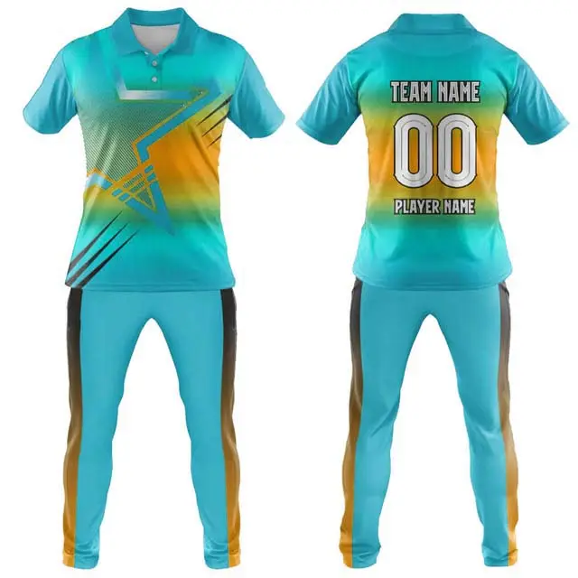 Desain Baru Terbaru Seragam Kriket Celana Pendek dan Celana Panjang Harga Terbaik Kemeja Seragam Kriket Sublimasi untuk Pakaian Tim