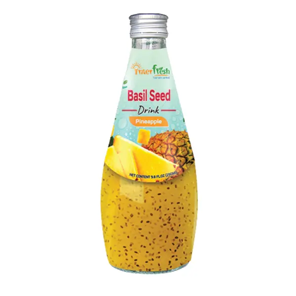 Arándano de semilla de chía en botella de vidrio de 290ml con alta vitamina y mineral orgánico jugo de fruta de Vietnam 10% Brix OEM Etiqueta Privada