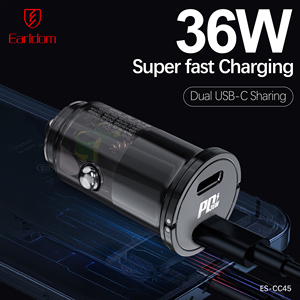Earldom USB C araba şarjı, 36W çift bağlantı araba şarjı hızlı şarj PD şarj hızlı şarj tipi C araç adaptörü telefon için - Product Image 3
