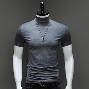 Fashion <strong>Men's</strong> Summer Style Plus <strong>Size</strong> T-Shirt Short Sleeve High Neck Turtleneck Slim Fit Luxury Clothing Male - Product Image 3