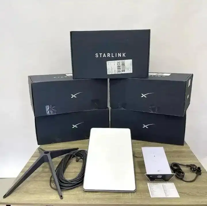 Meilleure qualité VENTE RAPIDE Starlink Satellite Internet Kit V2 Plat rectangulaire avec routeur et adaptateur de tuyau