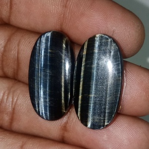 Doğal çift demir kaplan akik gevşek taş kaplan akik cabochon için küpe toplu fiyat akik taş sanat ve dekorasyon için - Product Image 2