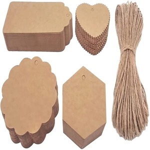 100 Pcs Brown Double-Sided Blank Craft <strong>Hang</strong> <strong>Tags</strong> <strong>with</strong> Barcode <strong>String</strong> Jute Rope for Party Celebration <strong>Plain</strong> Price <strong>Tags</strong> Thread - Product Image 2