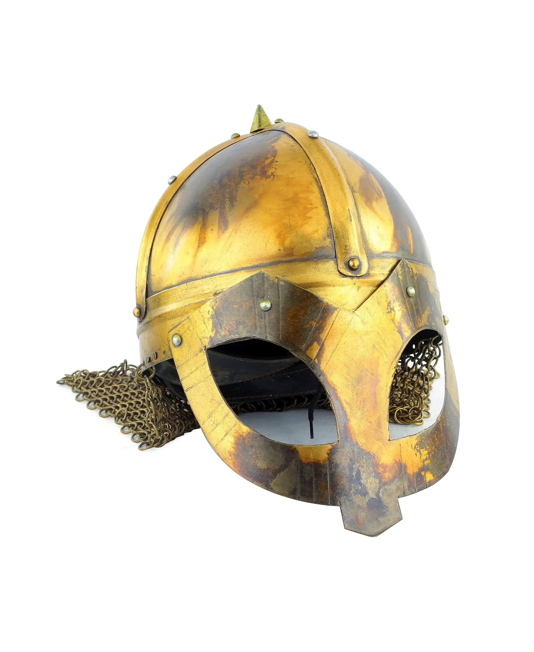 Estilo Panda Aço Prata Capacete Correio Chain | Guerreiro Medieval Wearable Capacete Armadura | Roman Trojan Warrior Knight Spartan