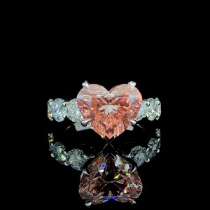 Husweet tatlı saf pembe kalp CZ Anillos parlak elmas makro açacağı <span class=keywords><strong>k</strong></span>ızlar kadınlar gümüş güzel kalp yüzü<span class=keywords><strong>k</strong></span>