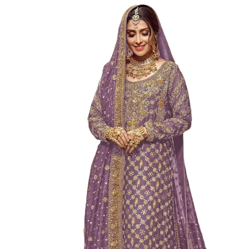 Precioso color rosa Anarkali Salwar Kameez con Dupatta para Mujer Colección 2024 ropa India