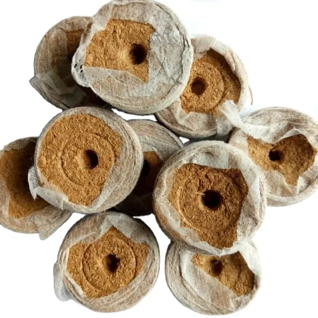 Pellet di avviamento di semi di cocco pianta di torba Jiffy fibra di cocco pellet di torba di cocco sacchetti di coltivazione a buon mercato e di alta qualità per l'agricoltura