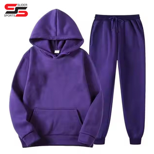 新品牌印花运动服男士保暖两件套宽松连帽衫 + 裤子套装运动服
