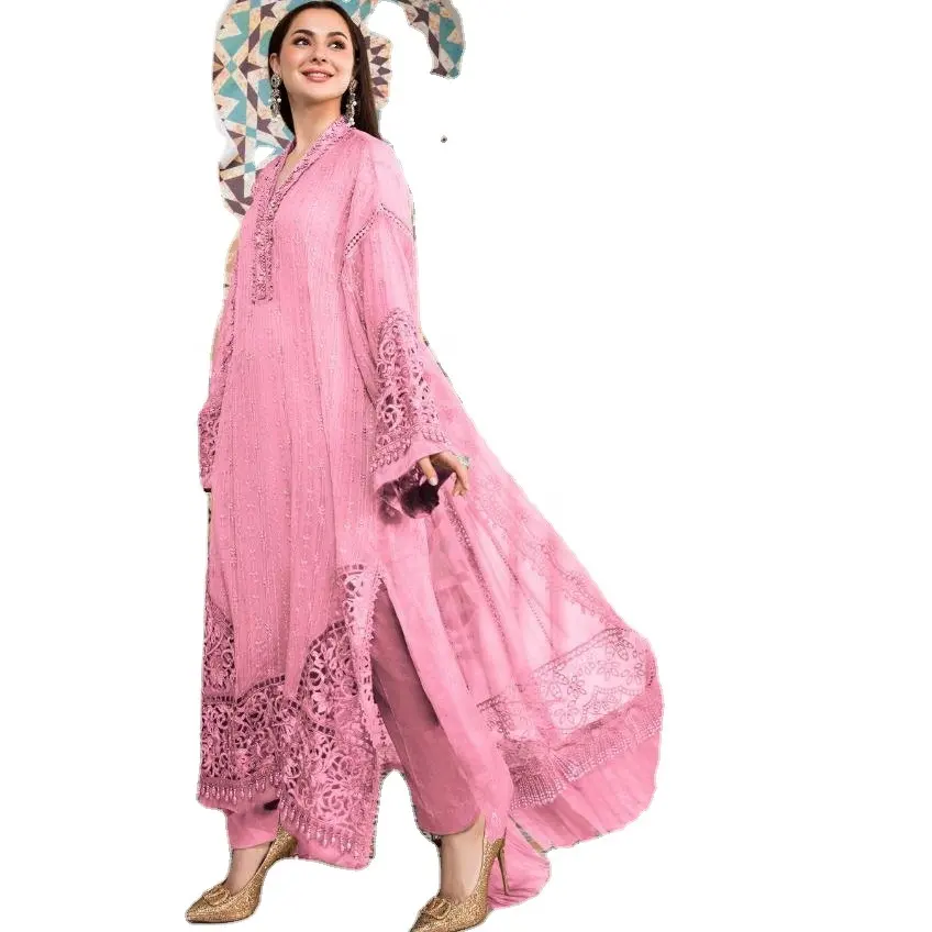 नवीनतम भारी शुद्ध और शिफॉन कपड़े लंबी इस्लामी शैली डिजाइनर कुर्ता Walimah के लिए Plazzo और स्वागत के साथ महिलाओं के लिए