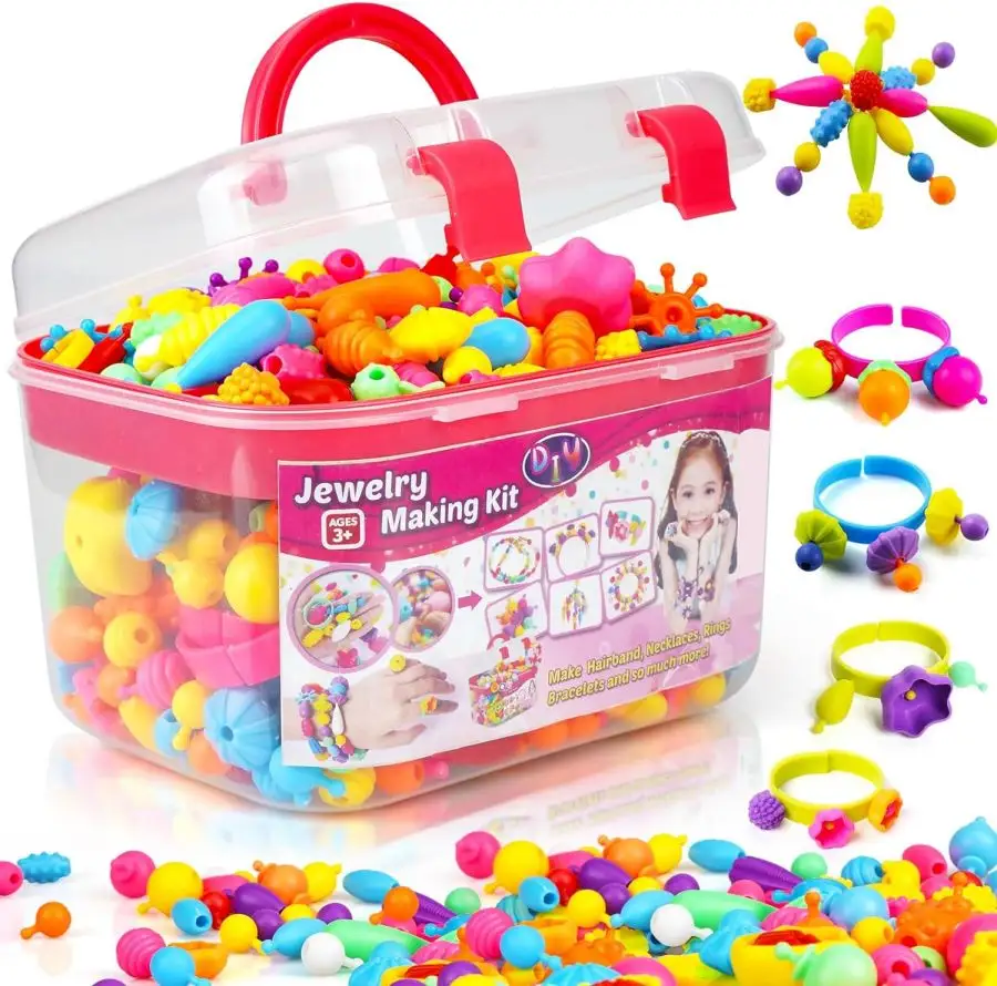 500+ miçangas pop snap: kit de joalheria criativa para meninas - artesanato com pulseiras para crianças, presente perfeito para idades 3 +