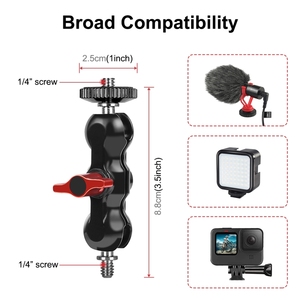 Super Camera Clamp <strong>Mount</strong> with 1/4'' Screw for Phone for Go Pro for Insta360 PULUZ Metal Multi-function Magic Arm Ball Bracket - Product Image 2
