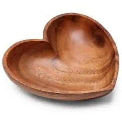 Cuenco de madera hecho a mano con forma de corazón, cuenco multiusos para servir aperitivos, sopa, cuencos de ensalada para cocina casera