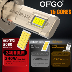 OFGO R20 240W 24000LM Faros <strong>Led</strong> High Low Beam <strong>LED</strong> Car Light H7 H11 9006 9007 HB5 <strong>LED</strong> Headlight Bulbs 12V <strong>LED</strong> Headlight H4 <strong>LED</strong>