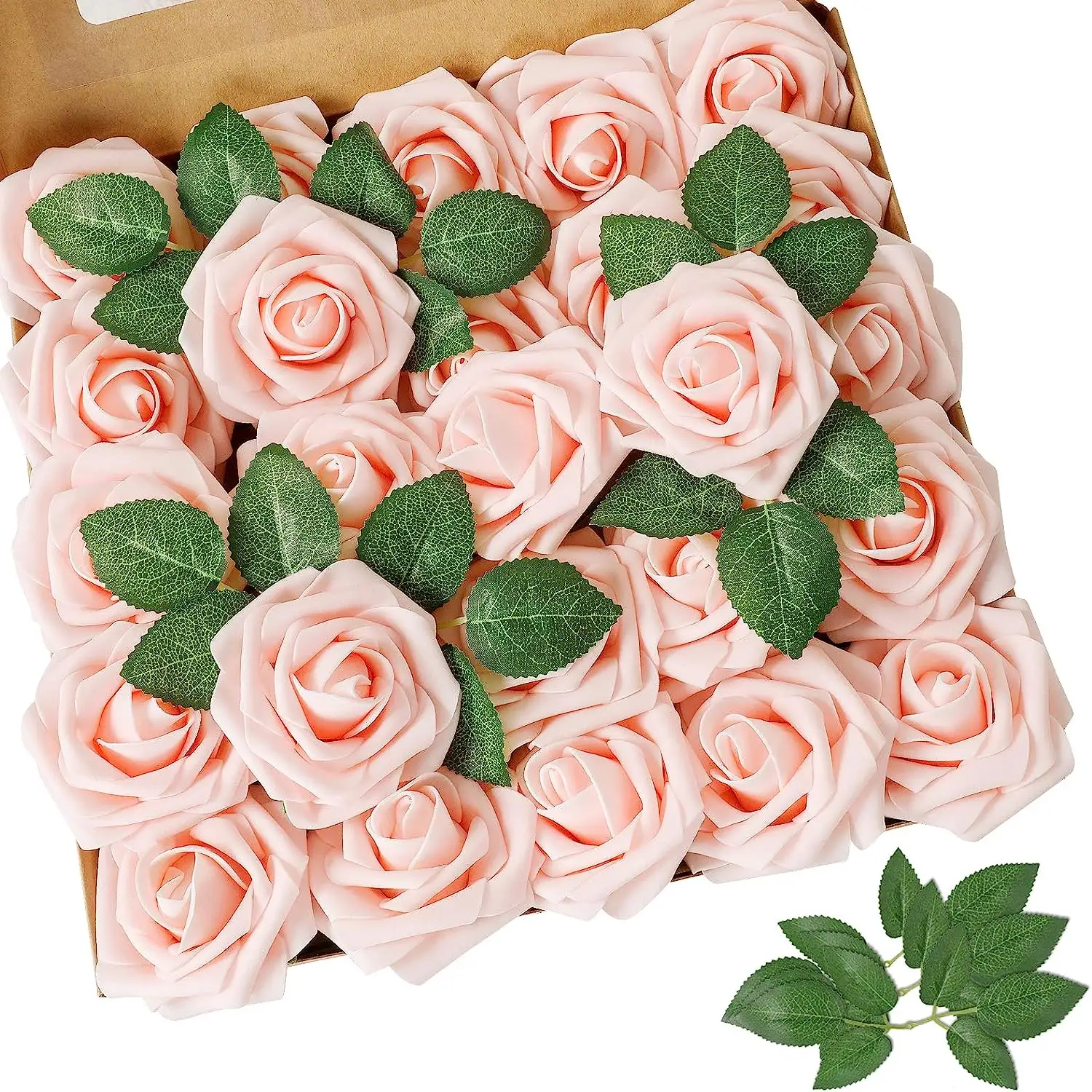 DIY 꽃다발 결혼식 생일 파티 센터 피스 배열 아기 샤워 홈 데코 (핑크) 에 대한 50 개 장미 인공 꽃